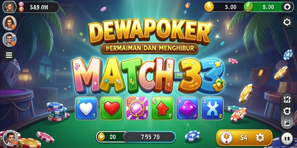 Screenshot gameplay DEWAPOKER yang memperlihatkan kombinasi Match-3 yang seru.