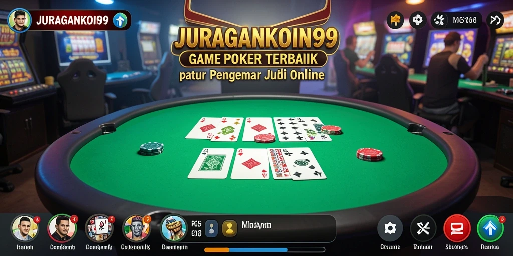 Screenshot gameplay <strong>JURAGANKOIN99</strong> menampilkan aksi poker yang menarik dan mendebarkan.