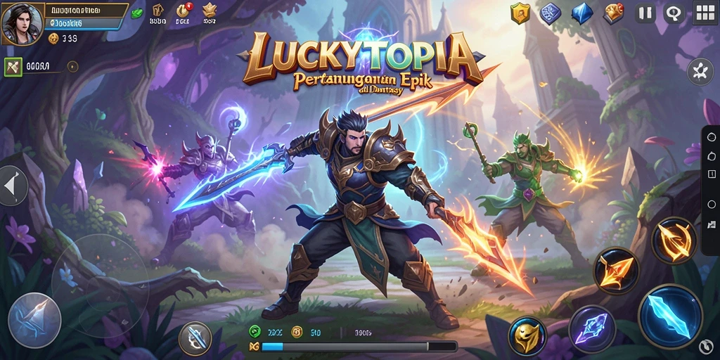 Tampilan menarik dari gameplay Fighting di LUCKYTOPIA.