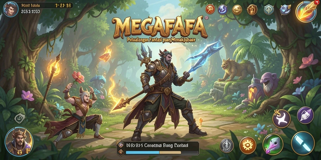 Screenshot dari gameplay menarik MEGAFAFA yang menunjukkan pertempuran strategi RPG.