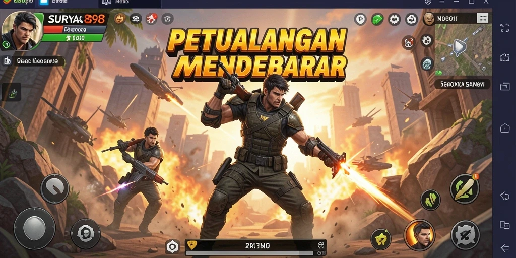 Tangkapan layar menunjukkan aksi mendebarkan dalam SURYA898.